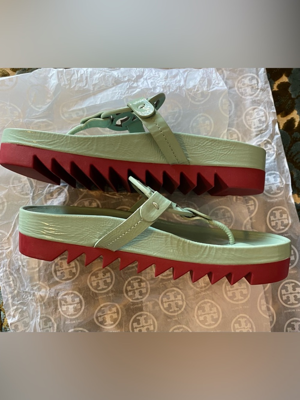 Tory Burch Miller Cloud Sandals – Sea Wind/Red (7.5 - Picture 7 of 9